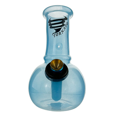 A blue glass piece with a black and blue adjustable valve, featuring the brand logo 'TORNADO' on the side.