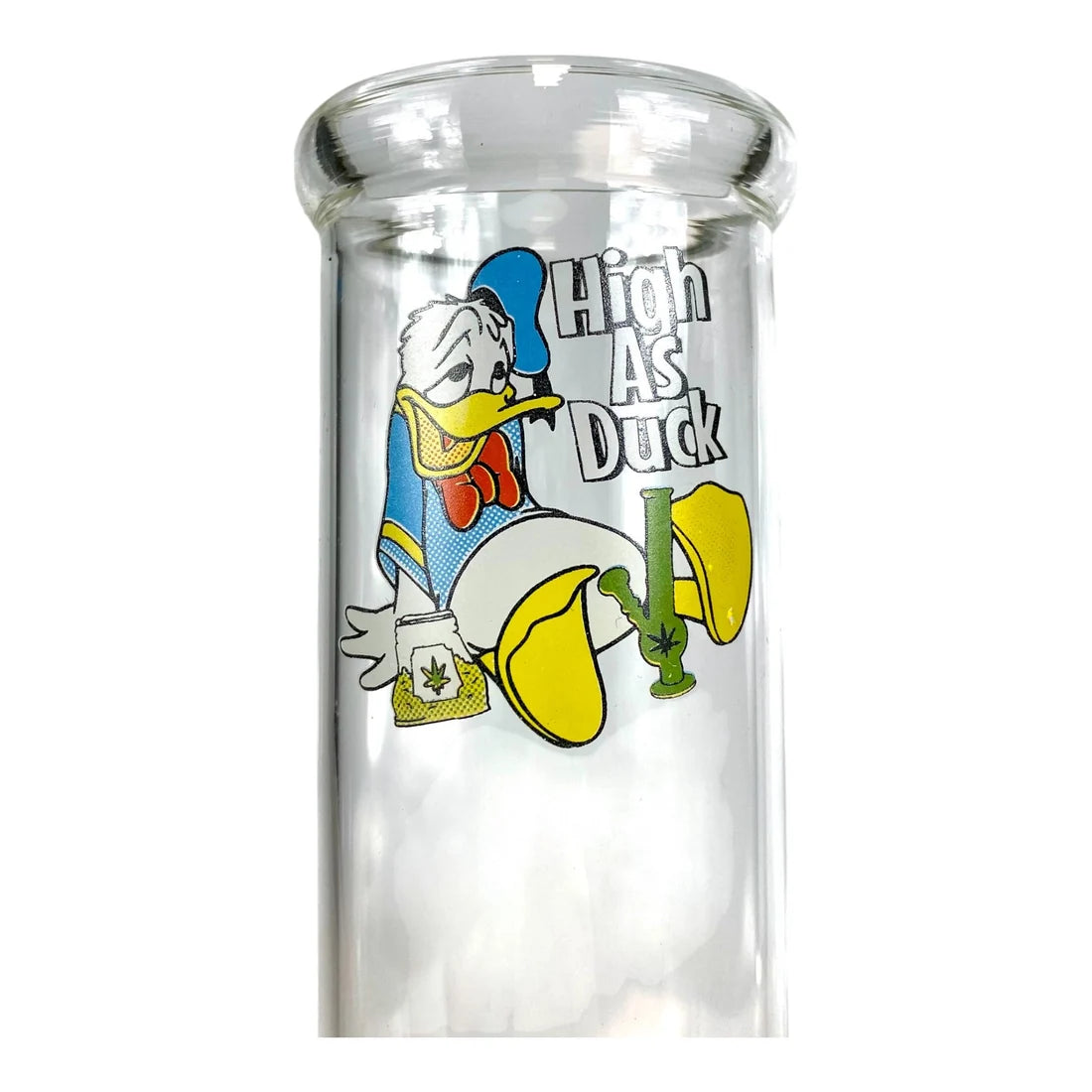 High As Duck Beaker Bong 35cm — glass beaker bong with metal stem and removable cone piece