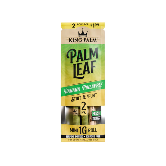 KING PALM Banana Pineapple Mini 2pk — natural palm leaf tubes with banana pineapple flavour, pack of 2