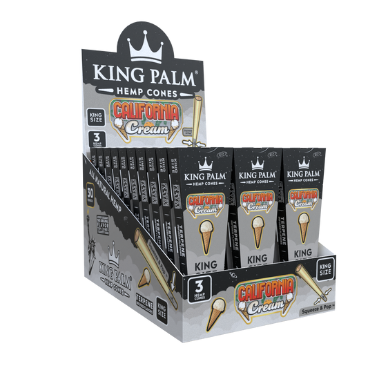 KING PALM California Cream Cones King Size 3pk — natural hemp pre-rolled cones with creamy flavour, pack of 3