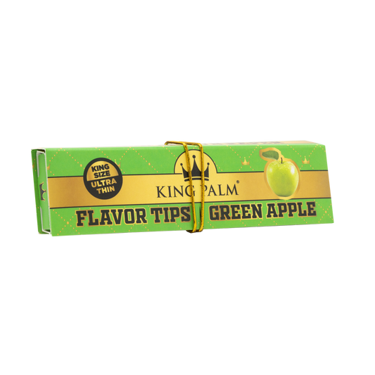 KING PALM Green Apple Papers King Size — flavoured rolling papers with included tips, green apple flavour