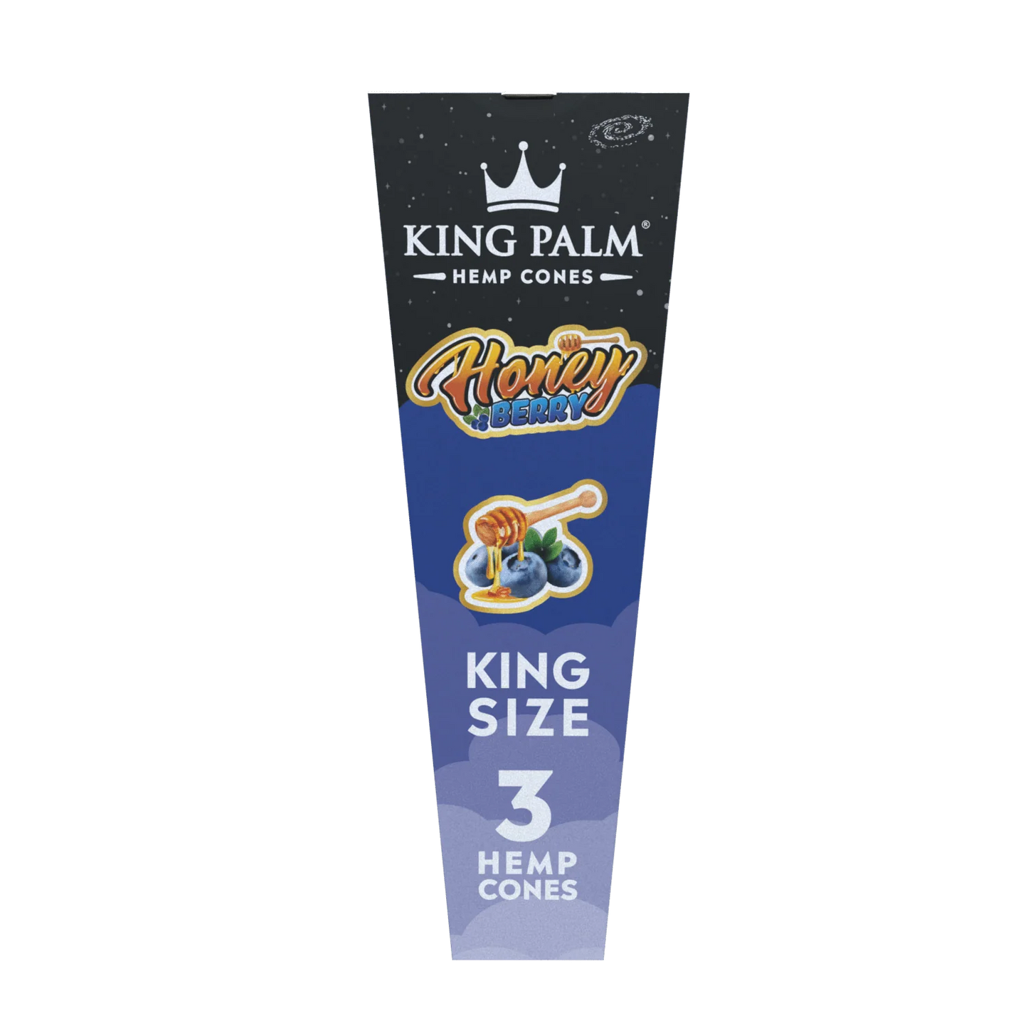 KING PALM Honey Berry Cones King Size 3pk — natural hemp pre-rolled cones with honey berry flavour, pack of 3