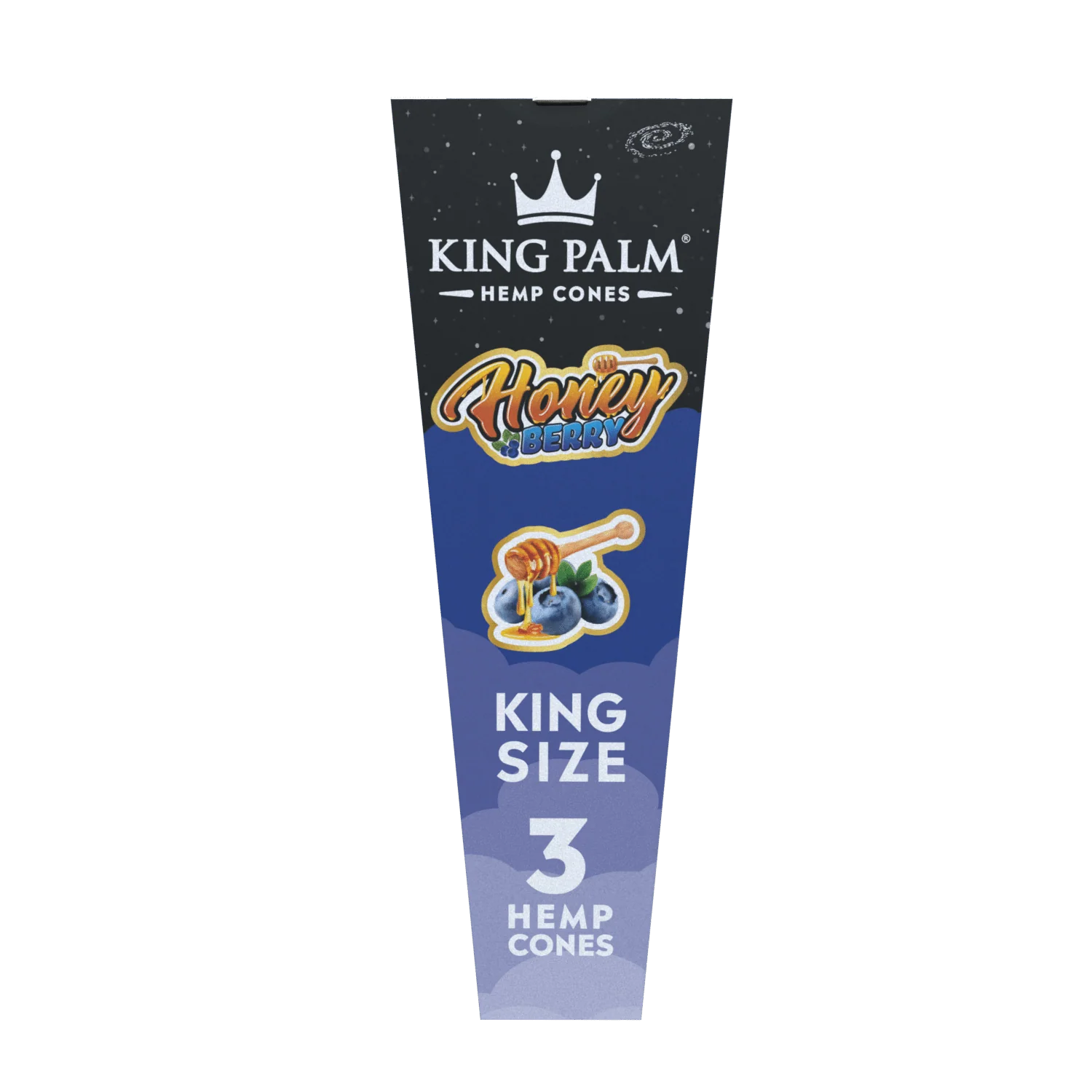 KING PALM Honey Berry Cones King Size 3pk — natural hemp pre-rolled cones with honey berry flavour, pack of 3