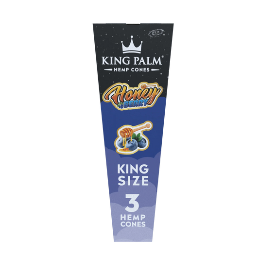 KING PALM Honey Berry Cones King Size 3pk — natural hemp pre-rolled cones with honey berry flavour, pack of 3