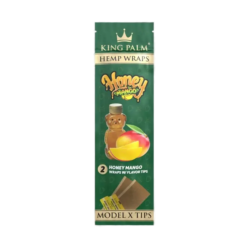 KING PALM Honey Mango Hemp Wrap 2pk — natural hemp wraps with honey mango flavour and filter tips, pack of 2