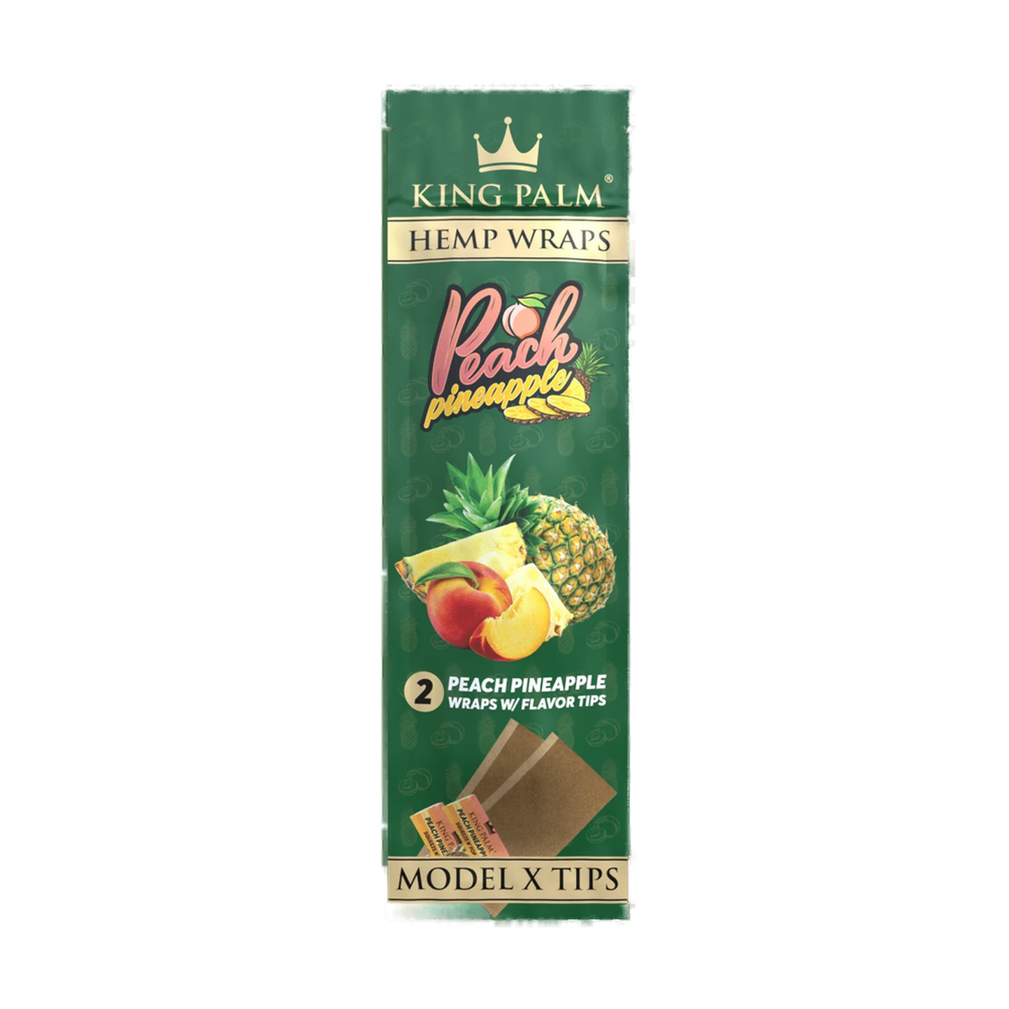 KING PALM Peach Pineapple Hemp Wrap 2pk — natural hemp wraps with peach pineapple flavour and filter tips, pack of 2