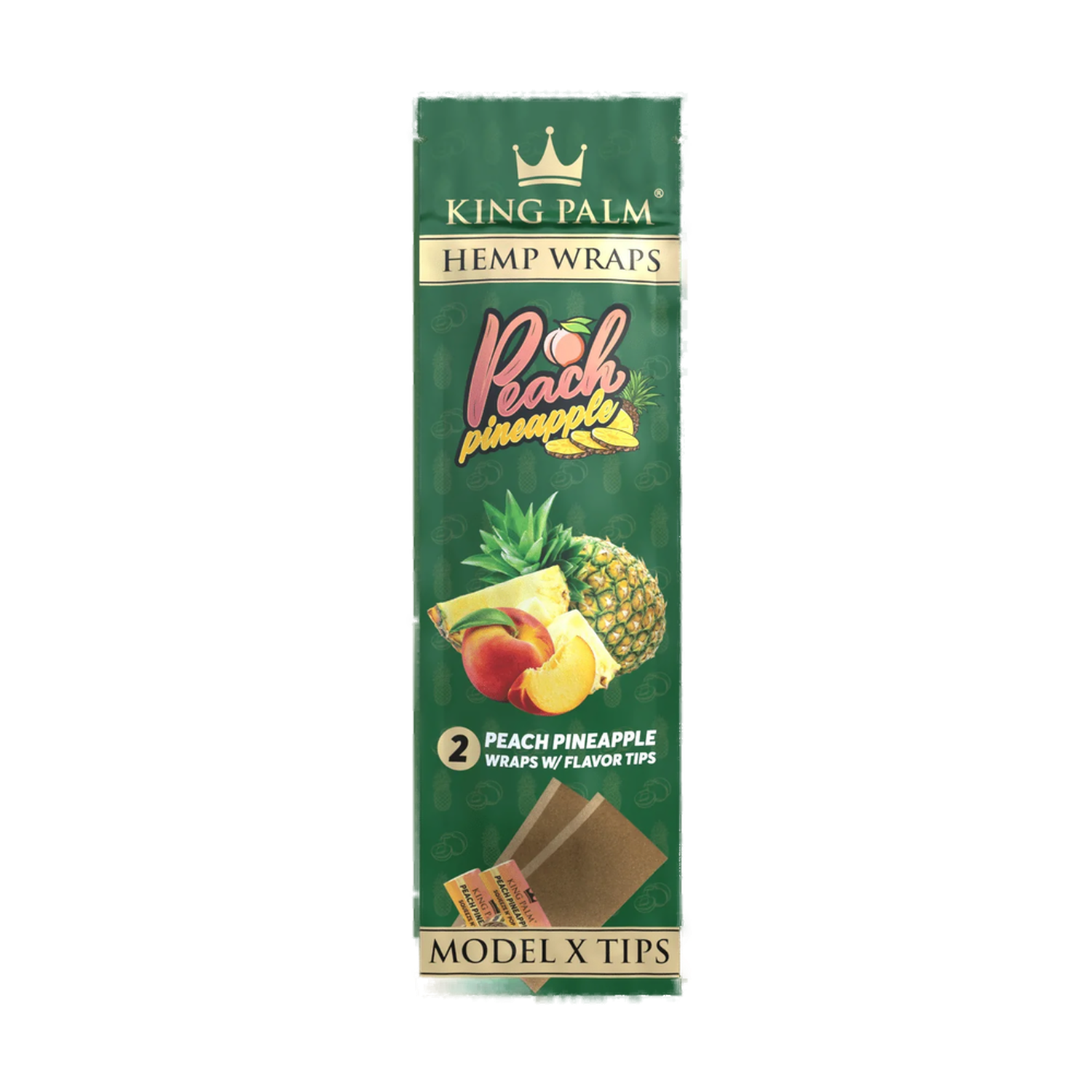 KING PALM Peach Pineapple Hemp Wrap 2pk — natural hemp wraps with peach pineapple flavour and filter tips, pack of 2