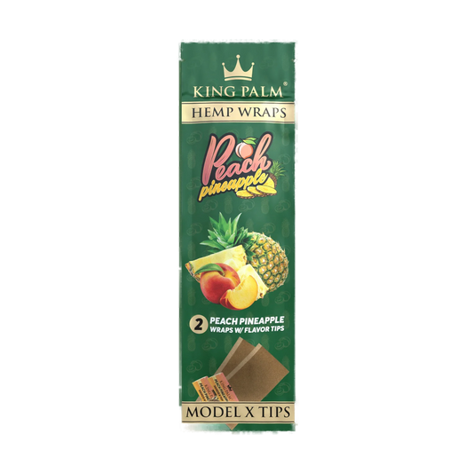KING PALM Peach Pineapple Hemp Wrap 2pk — natural hemp wraps with peach pineapple flavour and filter tips, pack of 2