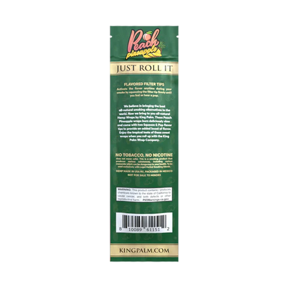 KING PALM Peach Pineapple Hemp Wrap 2pk — natural hemp wraps with peach pineapple flavour and filter tips, pack of 2