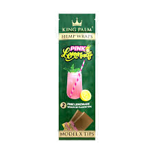 KING PALM Pink Lemonade Hemp Wrap 2pk — natural hemp wraps with pink lemonade flavour and filter tips, pack of 2