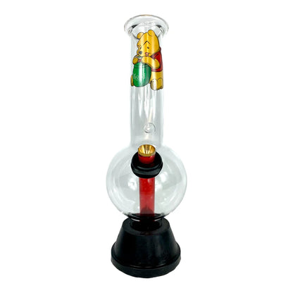 Glass water pipe with cartoon character on a white background