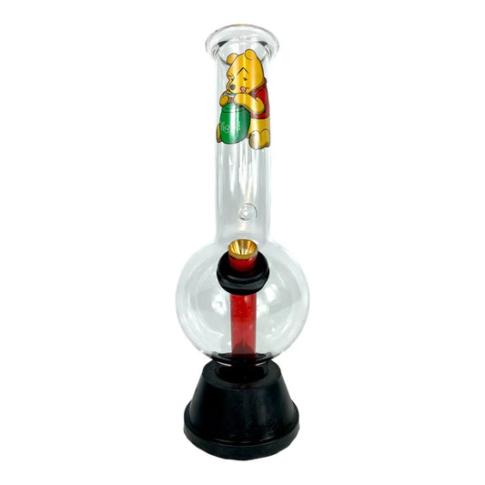Glass water pipe with cartoon character on a white background
