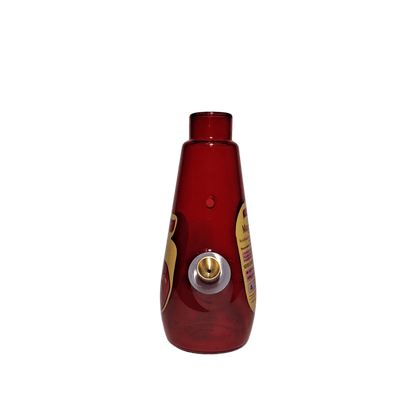 Red bottle with a white background
