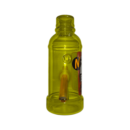 Yellow bottle with a nozzle on a white background