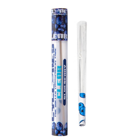 Blueberry-flavored vape pen with packaging on a white background