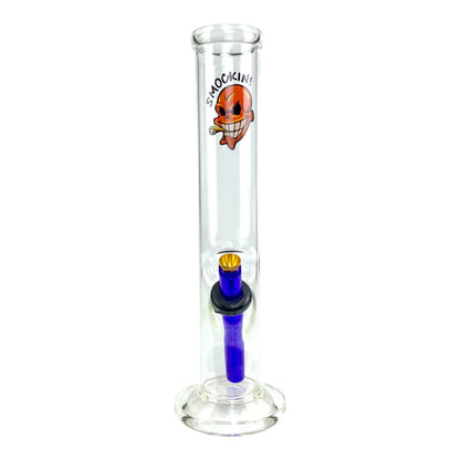 Glass smoking device with cartoon character on a white background