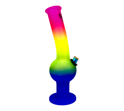 Multicolored glass smoking device on a white background