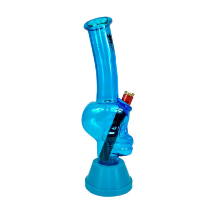 Blue glass water pipe on a white background