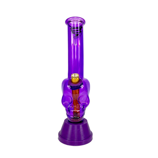 Purple glass water pipe on a white background